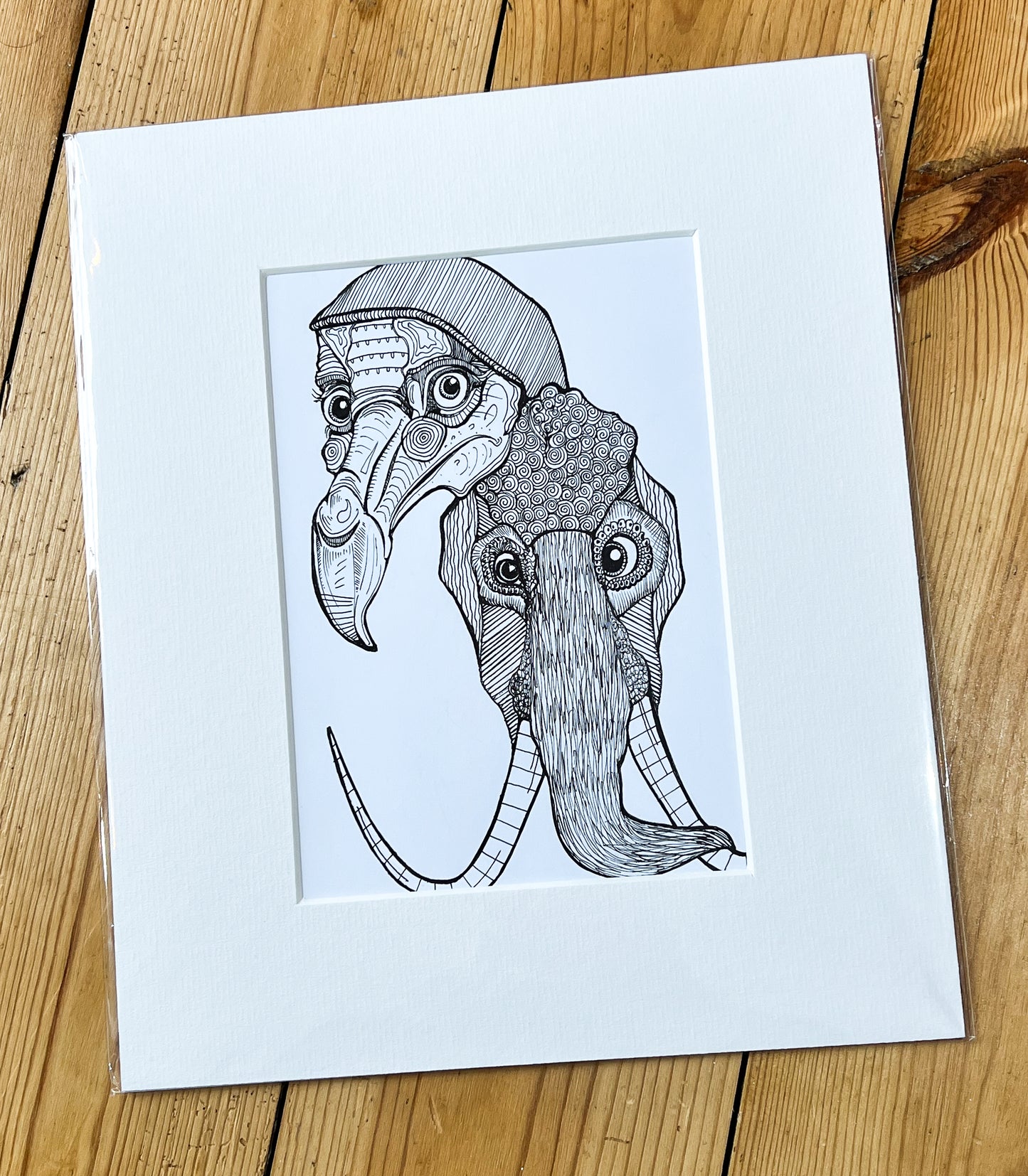 Original Drawing in mount (BIRDYPHANT)